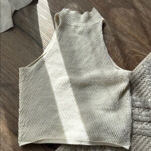 Cream Sleeveless Textured Top